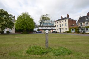 The sign for Hingham in the town centre